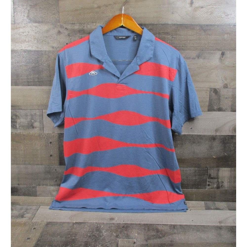 Radmor Polo Shirt Mens Medium Blue Red Striped Golf Retro Short Sleeve Peru - Picture 2 of 9